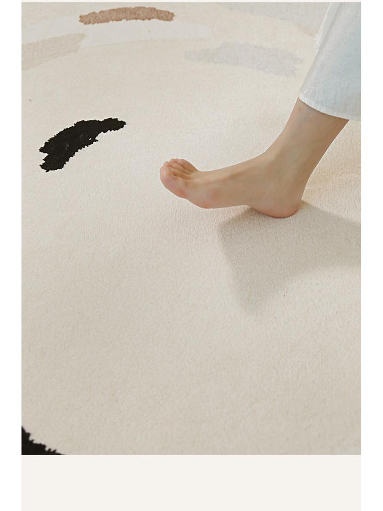 Krémový kulatý koberec: Vysoce kvalitní stylová podlahová rohož do ložnice, obývacího pokoje, pracovny, k pohovce nebo křeslu.