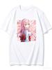 2026 New Unisex Crew Neck Casual Short Sleeve TShirt With Kimono Zero Two Cherry Blossom Square Frame Anime Print TShirt