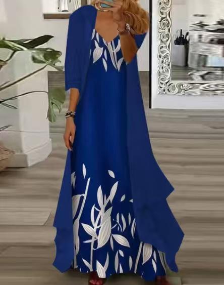 Abito estivo da donna con stampa per le vacanze, con bretelle, stile indiano, gonna svasata, set da due pezzi