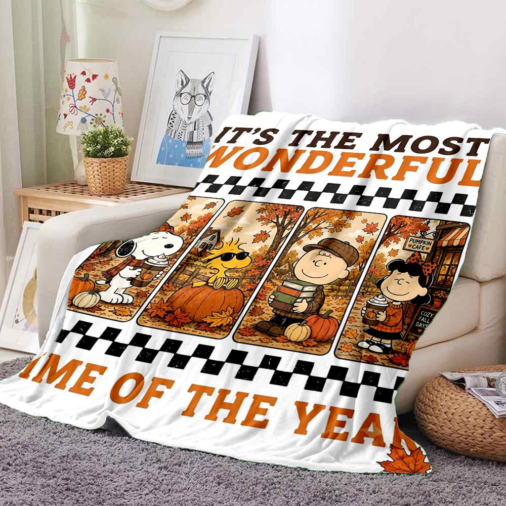 1Pc Snoopy'S Halloween Adventure Blanket Soft And Comfortable Casual Warm Camping Travel Christmas Halloween Gift M91789