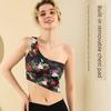 Export New European and American Print Yoga Clothes Vest Sports Bra Oblique Shoulder Gym Intimates Running Outfit Women's Top