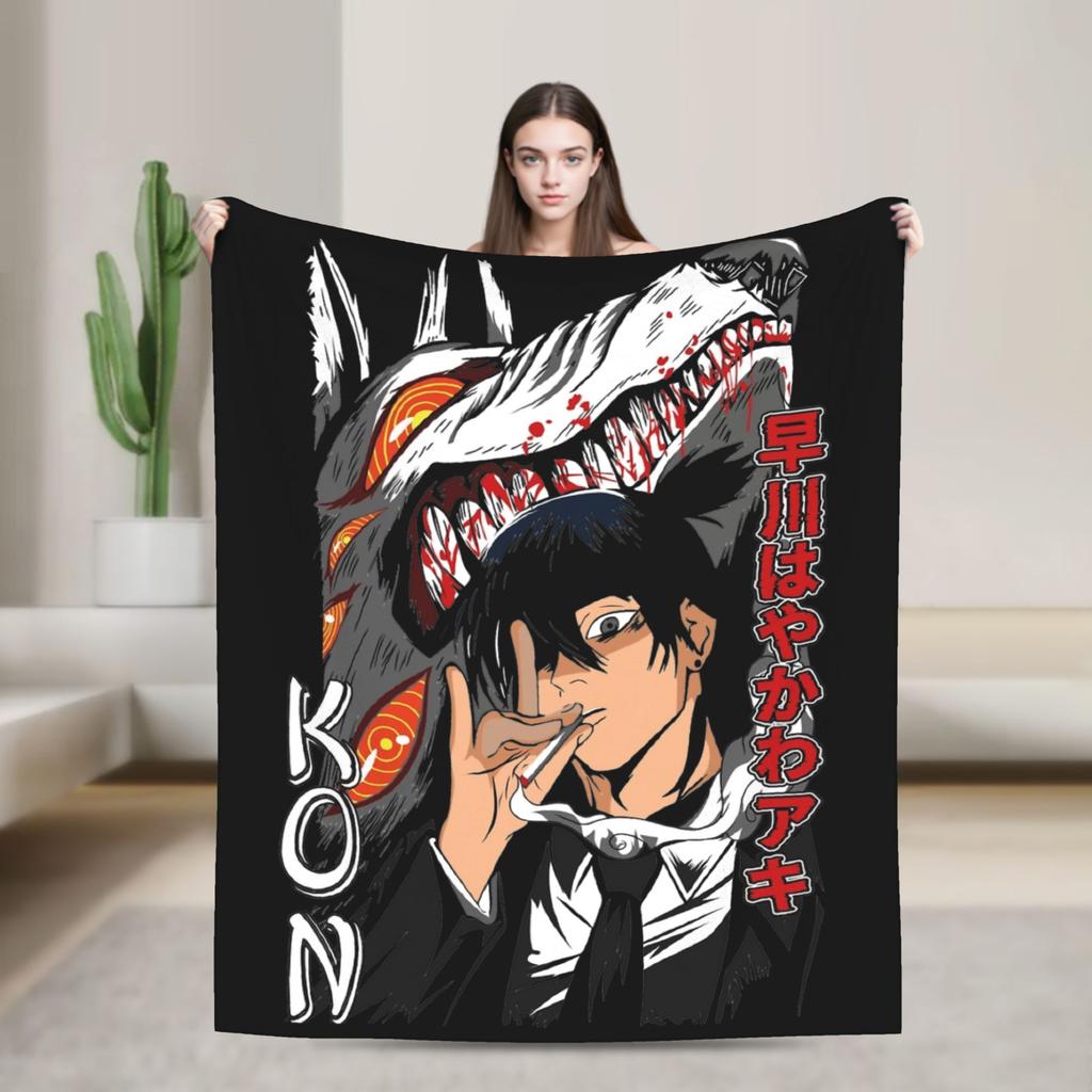 Aki Hayakawa Chainsaw Man Blanket Fleece Winter Multifunction Lightweight Thin Throw Blankets for Bed Travel Quilt