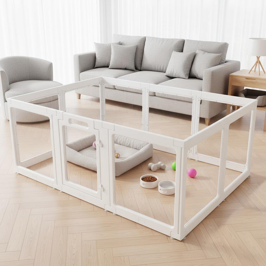 Pets Whelping Crate Puppy Playpen Clear Acrylic Dog Playpen Exercise Fence with Door Pet Playpen For Puppy Small Dog Rabbit Pig