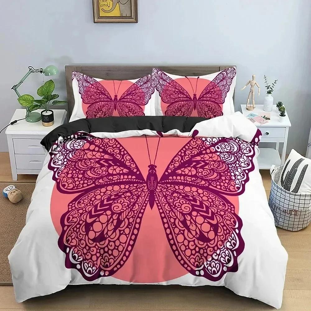 3D Print Butterfly Daisy Bedding Set Single Twin Double Queen King Cal King Size Bed Linen Set