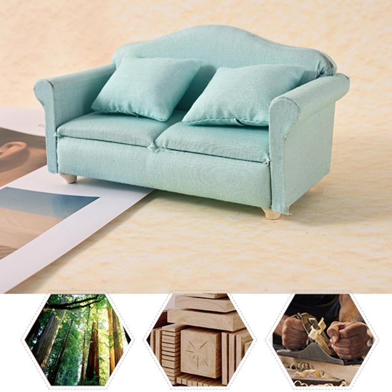 Pack Of 3 Miniature Couch with Cushion 1/12 Scale Dollhouses Sofa Set Modern Living Room Decors Scene Display Accessories