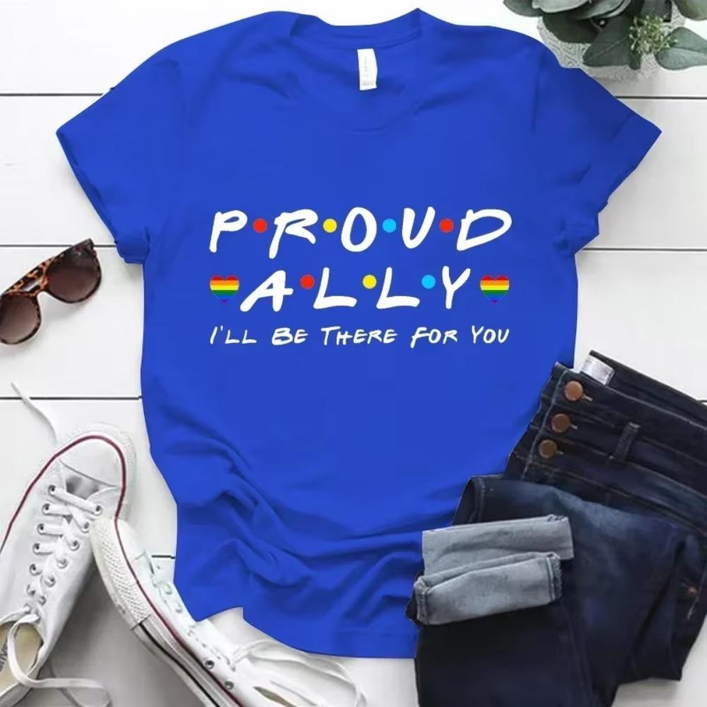 LGBT tričko Proud Ally I'll Be There for You Rainbow Pánská trička Pride Month Trička pro milovníky gayů Páry sladěné tričko