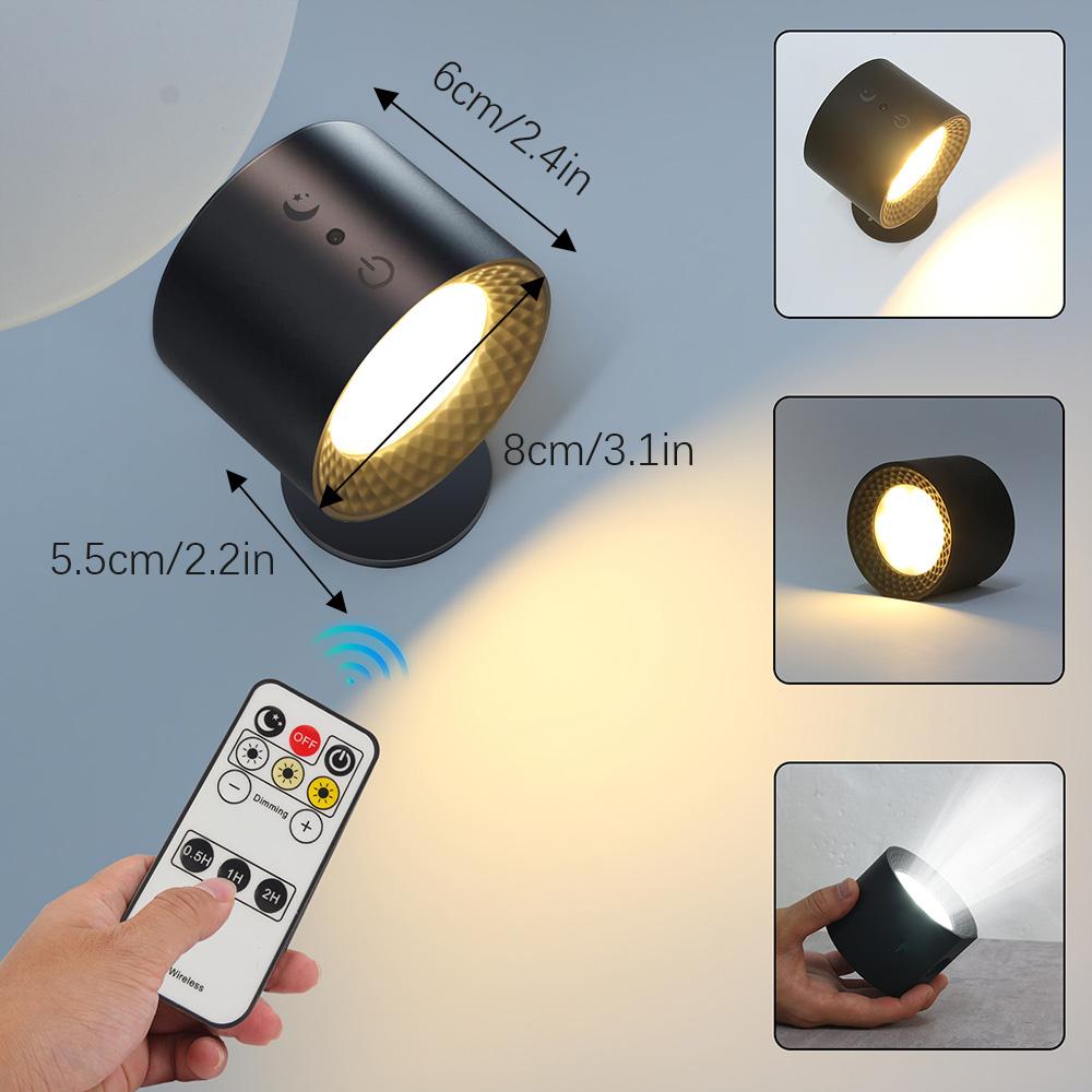 

Светодиодный двойной настенный светильник с сенсорным управлением, пульт дистанционного управления, вращающийся на 360 градусов, USB-зарядка, беспроводной портативный ночник для спальни, лампа для чтения Dimming