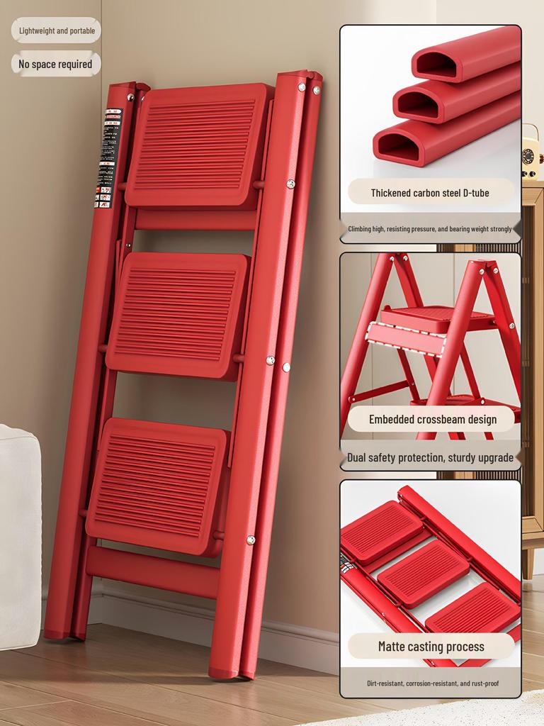 Folding A-Frame Ladder: Multifunctional, Thickened, 3-4 Step Indoor Ladder & Flower Stand