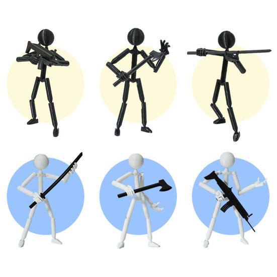 Stickman Ornament Multi-Purpose Action Figure Decor Mysterious Design Stress Relief Toy with Fully Poseable Robot