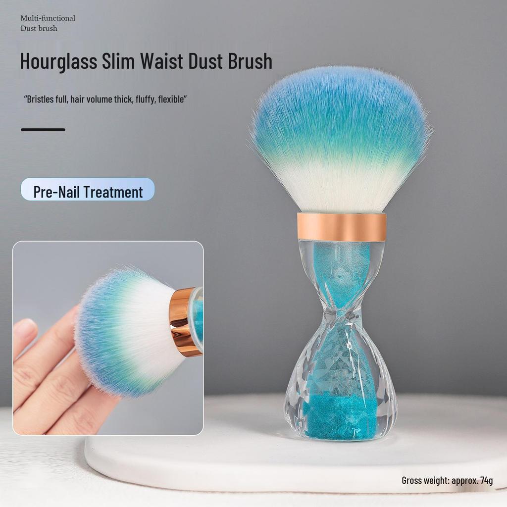 Large Single Nail Dust Brush with Fluffy Bristles - High-Footed Wine Glass Design for Blush Setting and Nail Art.