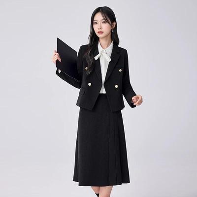 Trolman Women's Professional Blazer & Pleated Skirt Suit Set