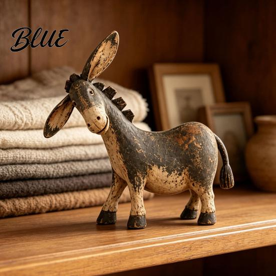 Rustic Shelf Accents Donkey Figurine Vintage Farm Style Animal Statue Whimsical Tilted Nostalgic Country Home Accessories Head Ornament for