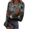 Womens Halloween Print Long Sleeve T Shirt Slim Fit Round Neck Casual Stretchy Basic Top for Autumn Winter