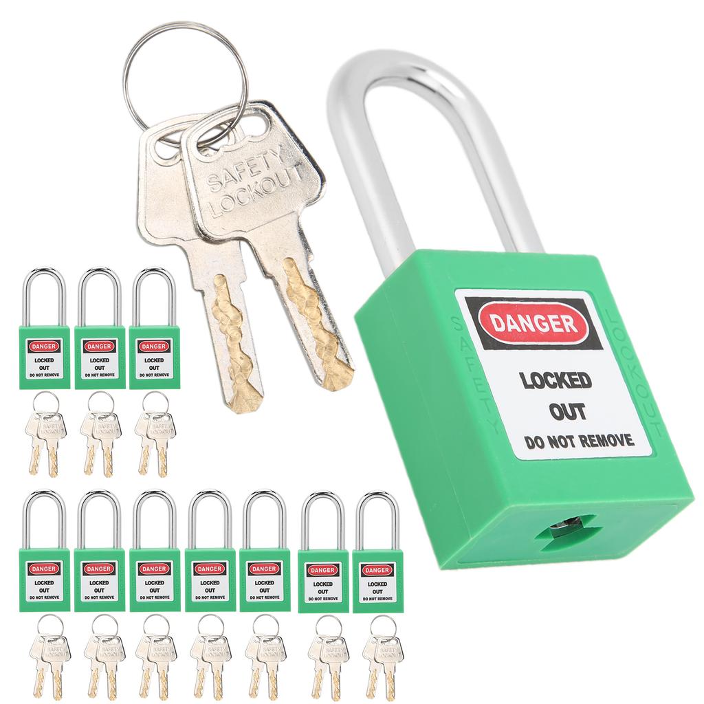 10Sets 38mm Lockout Tagout Lock Durable Nylon Isolation Design Corrosion Resistant Padlock with 20 Keys