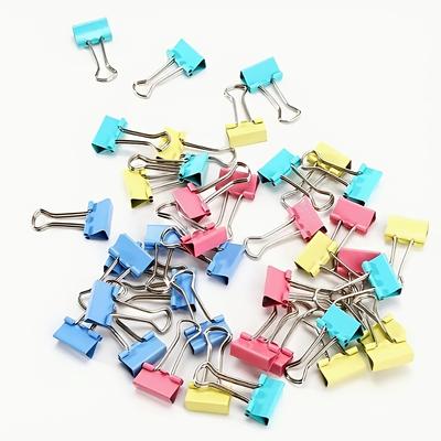 40pcs of Colored Clips, One Metal Paper Document Ticket Binder 19mm, Used for Home Office School File and Paper Manager