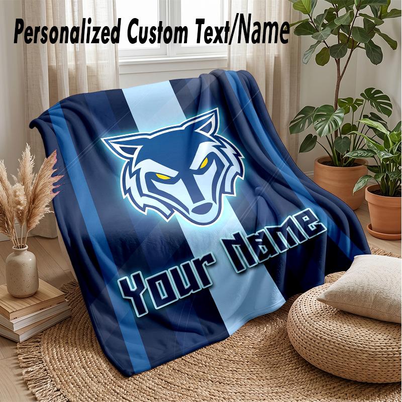 Warrington Wolves Custom Flannel Throw Blanket Print Your Name Text Soft Warm Blanket Holiday Present