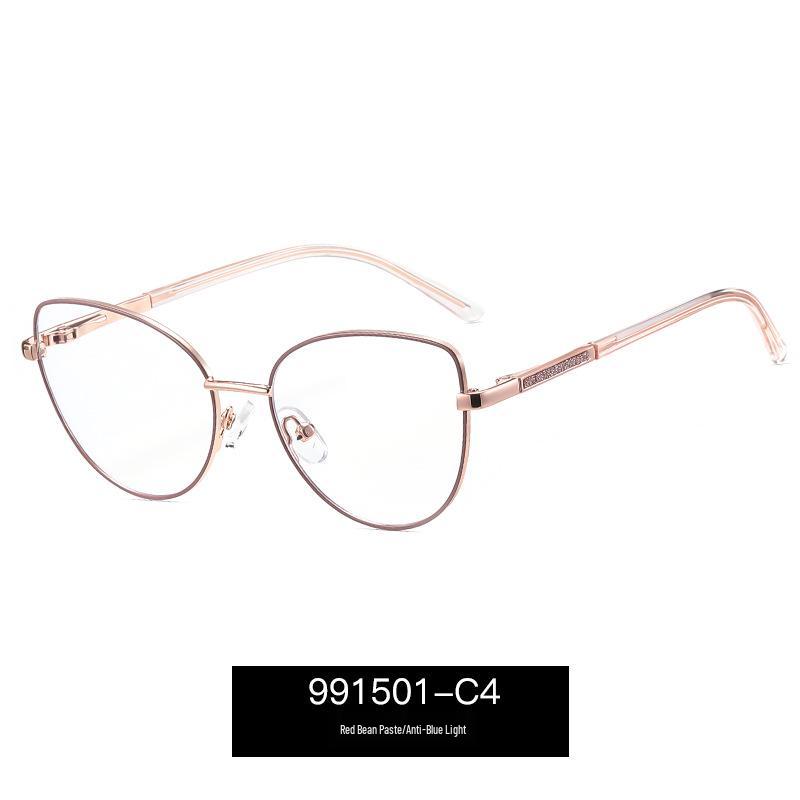 Children’s Cat-Eye Anti-Blue Light Glasses with Metal Temples - Lightweight & Comfortable Myopia Frame