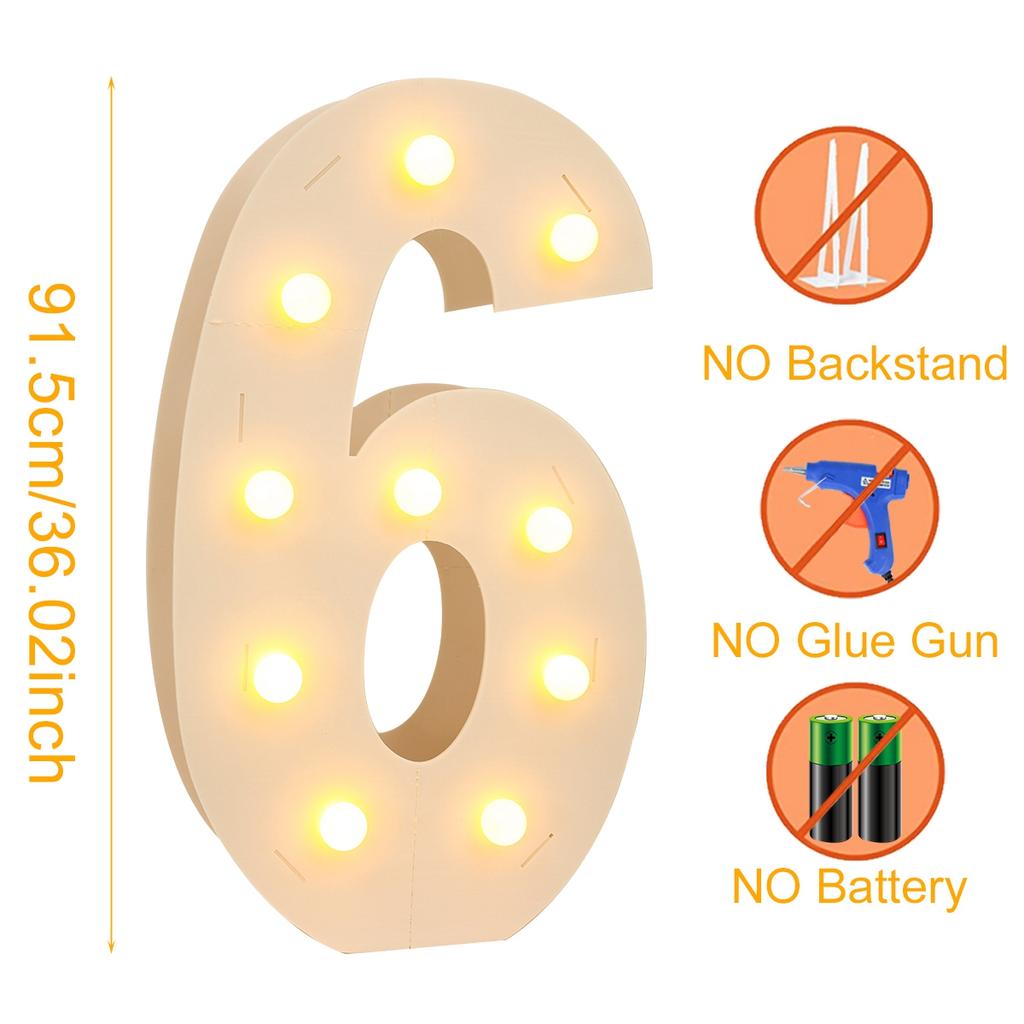 91,5CM Riesige LED-Zahlen-Lichtrahmen 1. Geburtstag Party Dekoration Kinder Hochzeit 30. 50. 60. Geburtstag Partyzubehör Babyparty