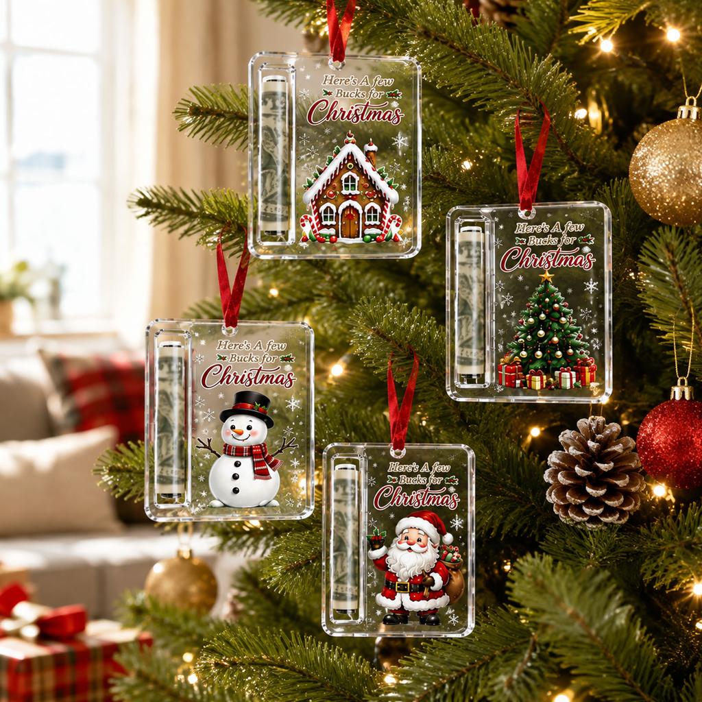 2D Acrylic Christmas Clip Ornament Holder Hanging Pendant Set