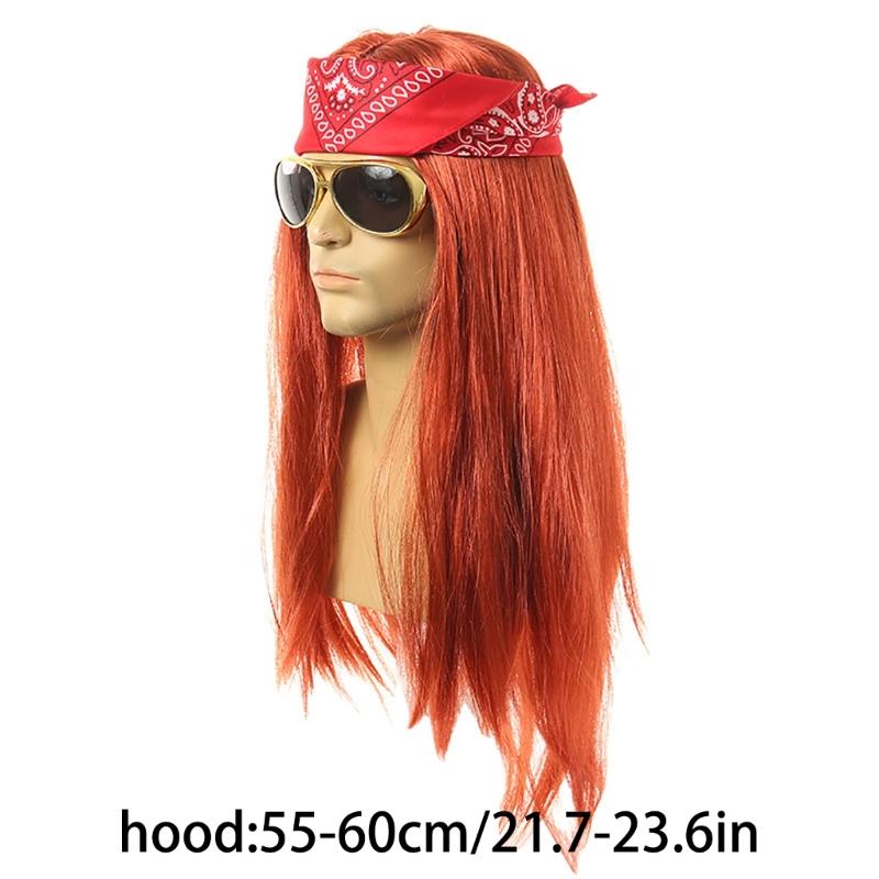 70s 80s Disco Wigs Costume Accessory Set Long Curlier Hat Sunglasses Rocker Costume Set Wigs Rocker Party Fancy Dress Up
