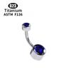 G23 Titan 5A Runder Zirkon CZ Bauchnabelring Körperschmuck Intern Gewindet Fassung gesetzt