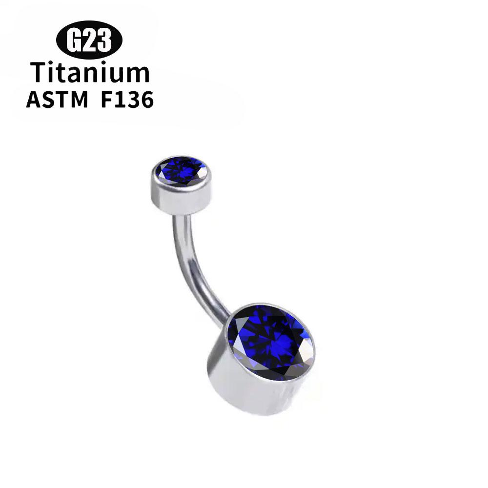 G23 Titan 5A Runder Zirkon CZ Bauchnabelring Körperschmuck Intern Gewindet Fassung gesetzt