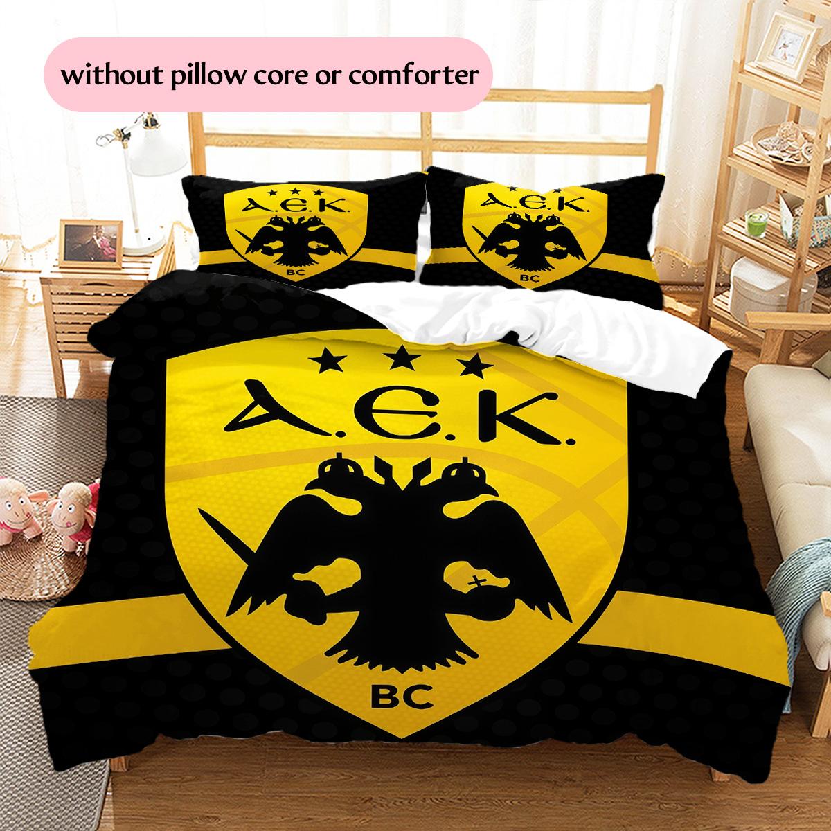 

AEK Football Club Pattern Bedding Quilt Set Home Decoration Gift (1 * duvet cover + 2 * pillowcase without core) 135x200cm