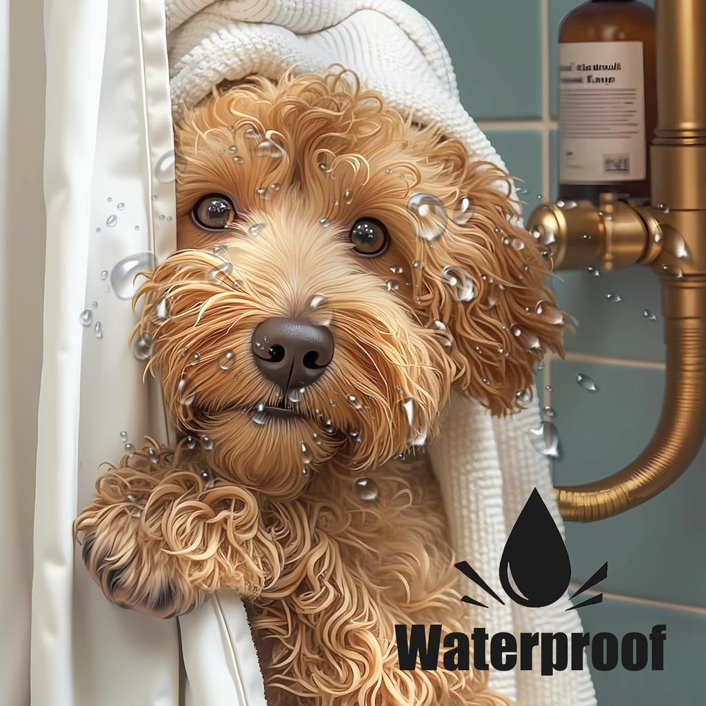Lustige Coole Haustier Hund Duschvorhänge Niedliche Cartoon Teddy Spaß Hund Tier Scheunentor Dekor Polyester Kinder Badewanne Stoff Maschine
