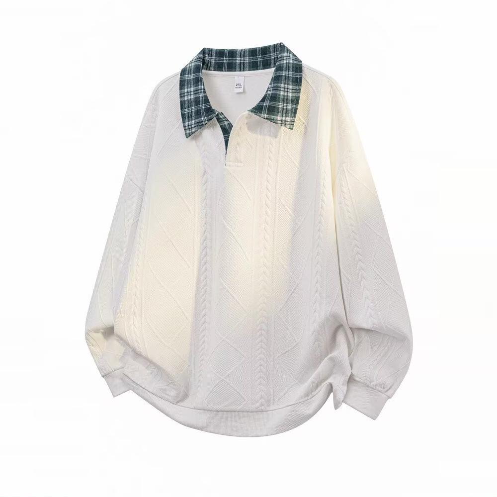 

Men s Unisex Loose Jacquard Lapel Hoodie - 2025 Spring/Autumn Two-Piece Patchwork Jacket 2XL білий