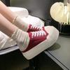 Fashion New Summer Women Slipper Pumps Canvas Skateboard Shoes Internal-increase High Heels Solid Casual Student Outside Female Slippers