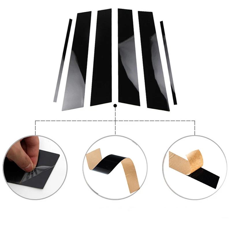 6Pcs Car Door Pillar Posts For Mercedes Benz C-Class C200K/C180K/C300/C260/C230 2008-2014 Door Window Trim BC Column Stickers