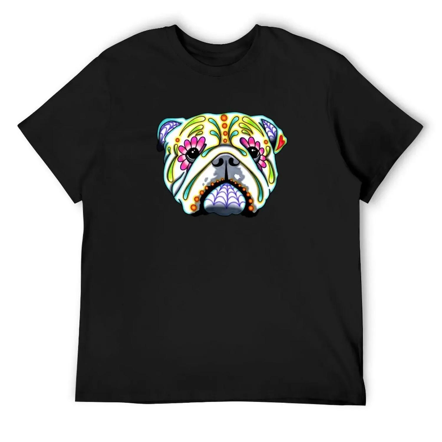 English Bulldog Day of the Dead Sugar Skull Dog T-Shirt cheap stuff Personalized t-shirt mens plain t shirts S