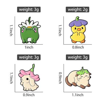 Flowers Leaf Hat Enamel Pins Cat Rabbit Bunny Frog Duck Brooches Badges Cute Cartoon Animal Jewelry Gift for Pet Friends
