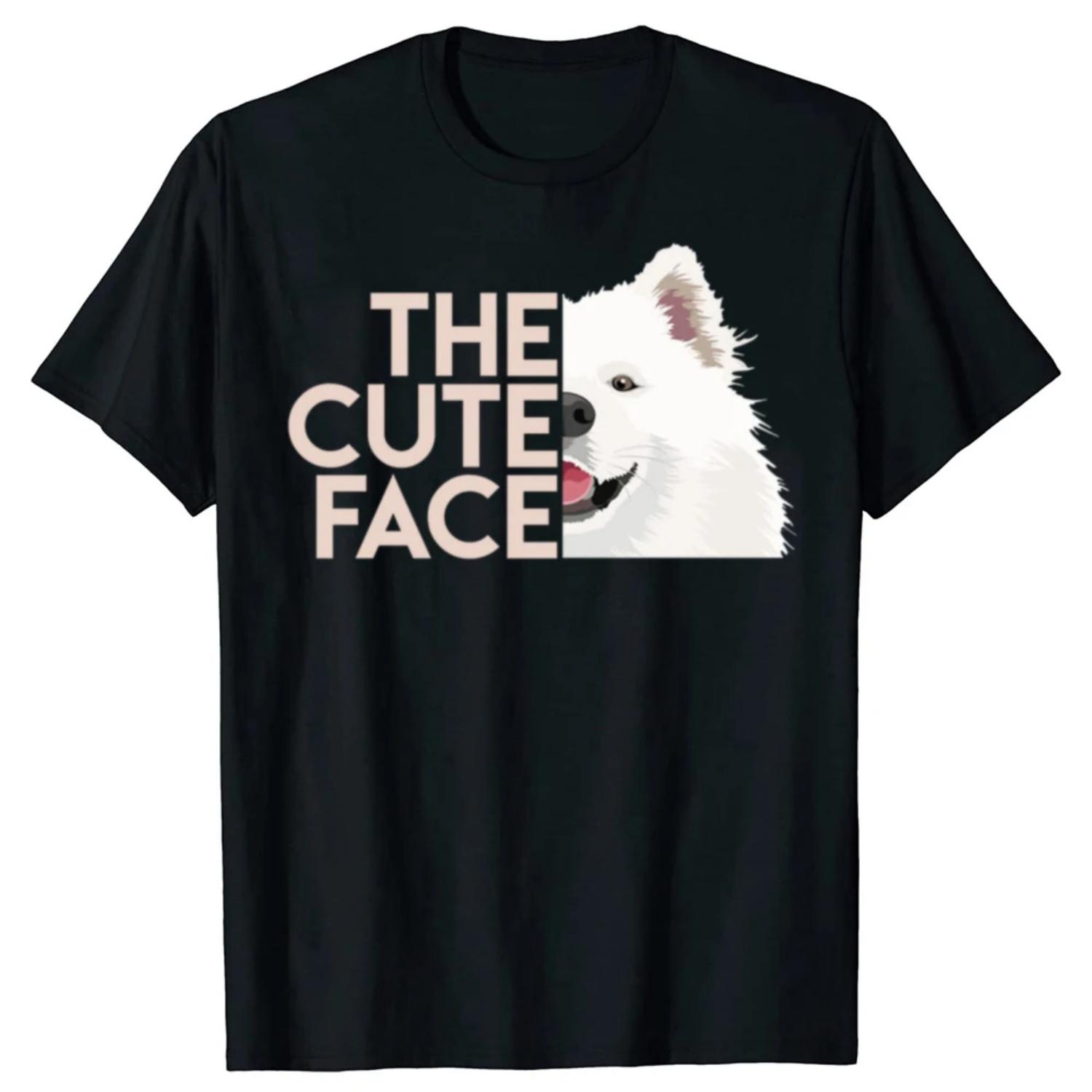 

Funny The Cute Face Samoyed Dog Graphic Printed T-shirts Women s Fashion Casual Tshirt Loose Summer Comfort Clothes S чёрный