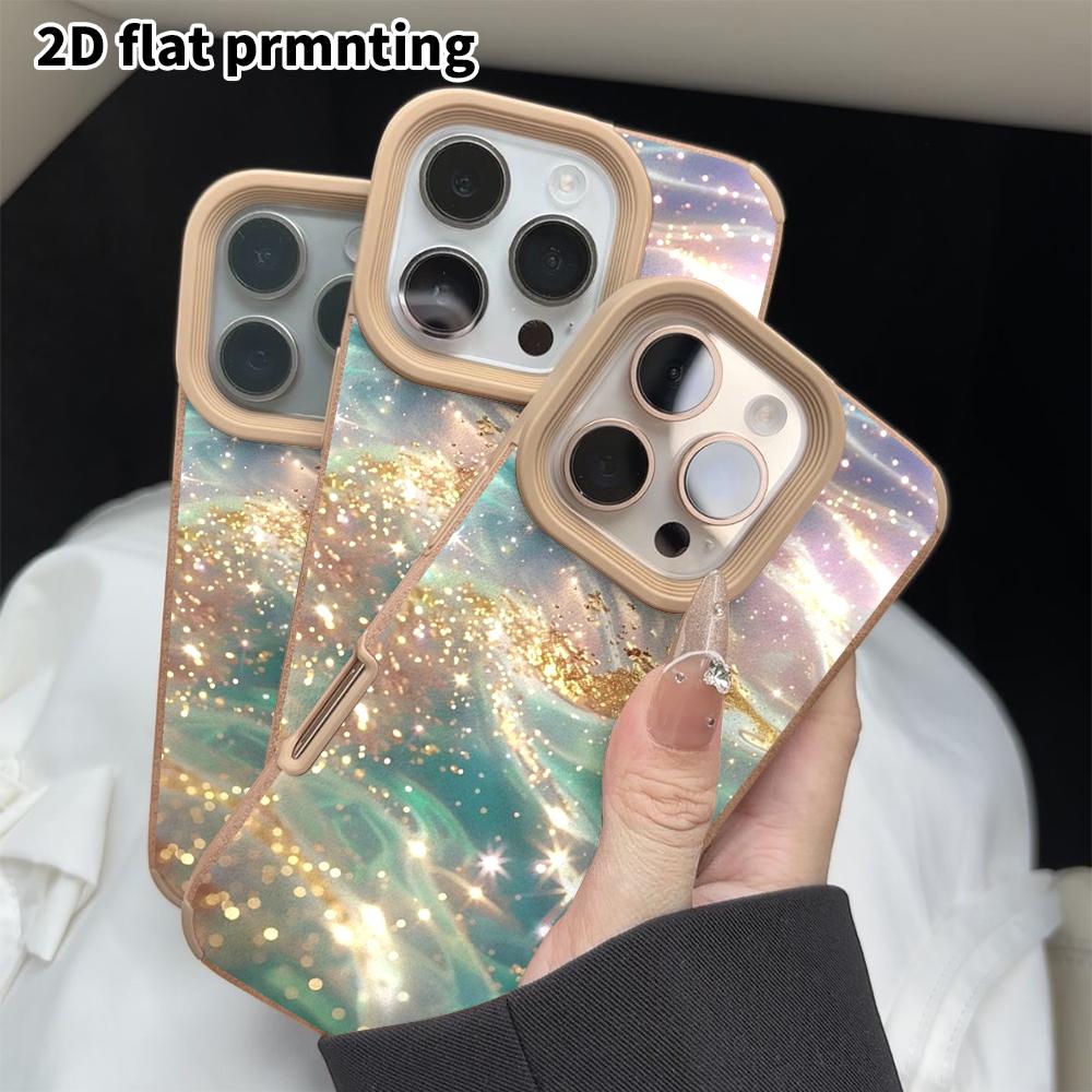 Phone Case: 2D Flat Lambskin Suitable for iPhone 18 17 16 15 14 13Pro Protective Case, Wave Shell, Colorful Fluid, Christmas and Halloween Gifts