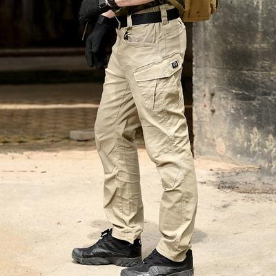 Men's Cotton Tactical Cargo Pants Elastic Outdoor Military Pants Casual Spring Autumn Multi Pocket Hiking Work Combat Trouser