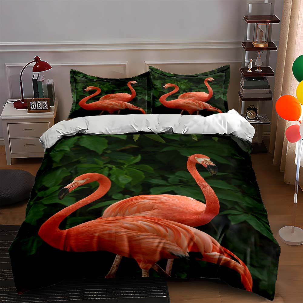 

Flamingos amidst foliage Bedding Duvet cover sets Duvet covers Pillowcases gifts (1 * Duvet Cover 2 * Pillowcases, without duvet insert) 135x200cm