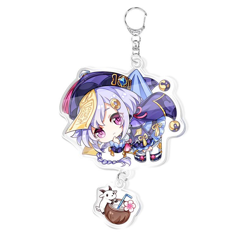 Game Genshin Impact Keychains Acrylic Model School Bag Jewelry Keychian Metal Holder Key Ring For Children Girl Men Accessories