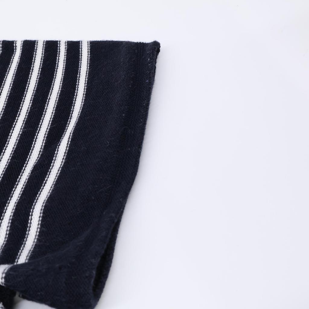 YURI+PARK [Good Condition] 6517-343-0253 Stripe V-neck Knit Sweater/ Tops *There Is No Size Notation. Navy / WhiteUsed