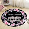 Kids Round Educational Rugs Cartoon Elephant Pattern Rug Children School Classroom Learning Carpet Round Playroom Area Rug