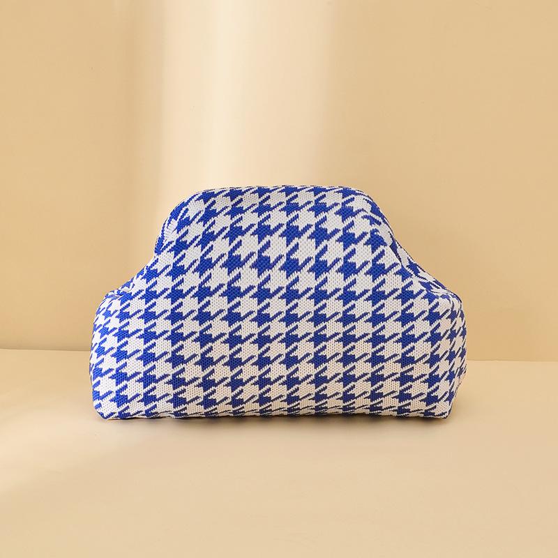 Knitted bag, striped clutch bag, women's flying woven clouds, versatile temperament, portable cosmetic bag, large capacity