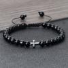 Pulsera trenzada con cuentas de piedra natural de 6 mm, pulseras de oración para hombres y mujeres, pulseras de la amistad con bendición de Jesús cristiano, pulseras rígidas