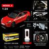 1/24 Tesla Model 3 Alloy Die Cast Car Model Simulation Sound and Light Children's Toy Car Gift Collection Boy Game Vehicle