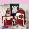 Koreaninspired Layered Nylon Backpack With Color Blocked Cute Letter Star Print For High School Girls
