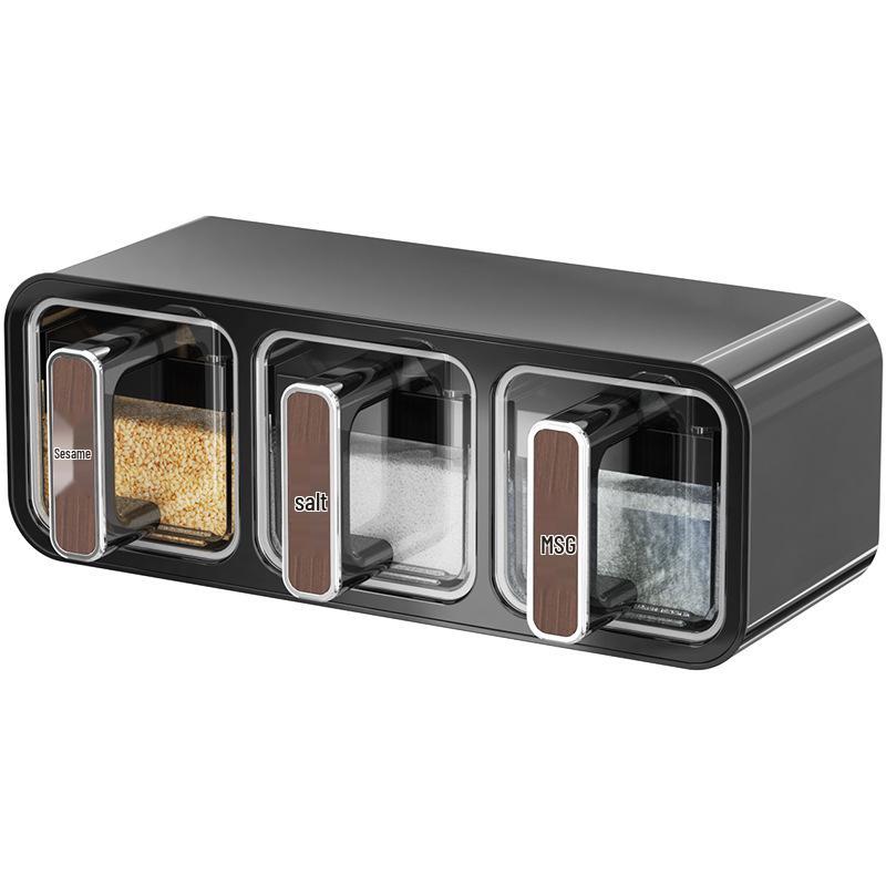 Wall-Mounted Multi-Compartment Kitchen Seasoning Jar Set: Moisture-Proof, Sealed Jars for Spices, Salt, and Chili.