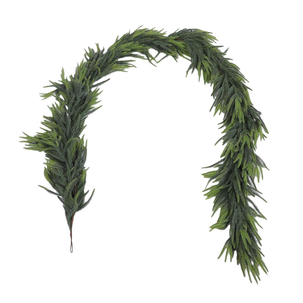 Artificial Norfolk Pine Garland 8.9FT Xmas Greenery Garland Faux Pine Needles Garland for Fireplace Table Window Stairs