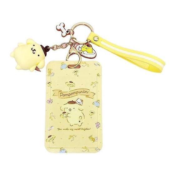 My Melody Kuromi Cinnamoroll Pom Pom Purin ID Card Holder ID Card Case with Pendant Cute Key Chain Name Holder Employee ID Case Waterproof Vertical