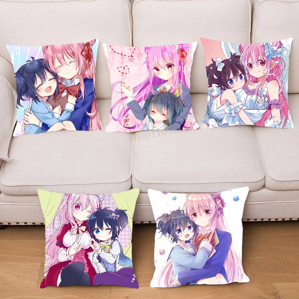 Anime Happy Sugar Life Pillow Case Square Pillow Bedroom Sofa Leisure Comfort Cushion Car Living Room Home Decoration