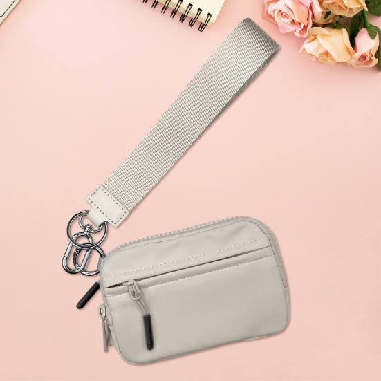 Multifunctional Handbag Wrist Purse with Detachable Lobster Clip Smooth Zipper Closure Lightweight Change Phone