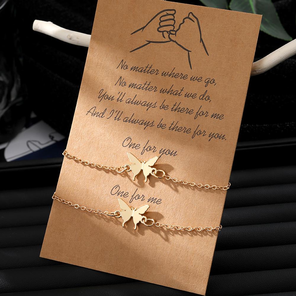 2023 New Bracelet European Luxury Sisters Bracelet Gift Tassel Charm Sexy Hundred Women's Accessories Butterfly Bracelet Set of 2 Gold